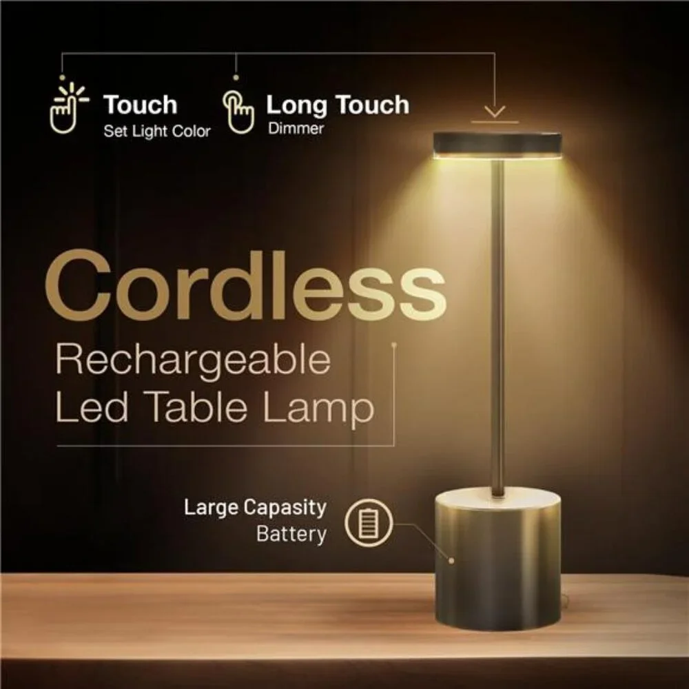 Cordless Table Lamps Set of 2 Rechargeable LED Battery Touch Light for Room